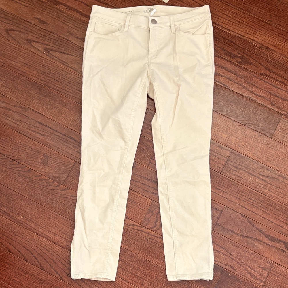 NWT LOFT Cream Corduroy Skinny Pants